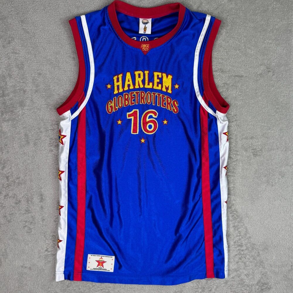Vintage Harlem Globetrotters Basketball NBA Jersey Mens Royal Blue Scooter #16